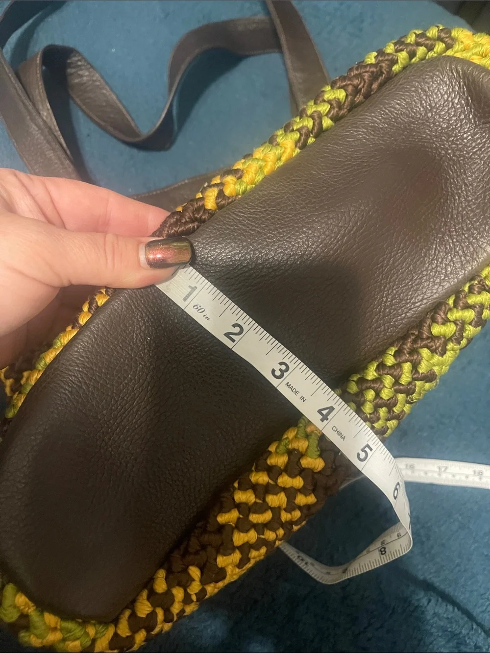 Woven Mosaic Tote Bag in Yellow, Green & Brown